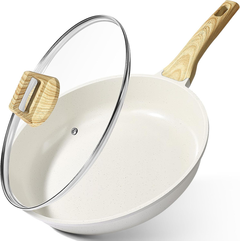 GiPP – patelnia ceramiczna 20 cm (wariant Biały z pokrywą)