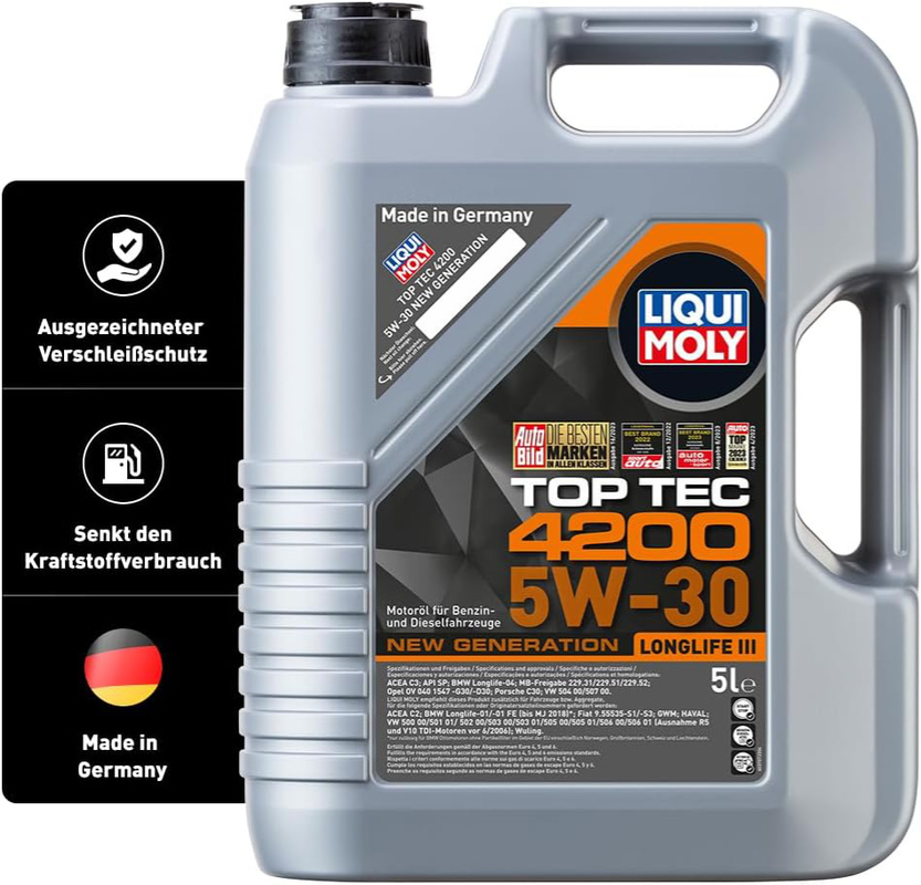 LIQUI MOLY Top Tec 4200 5W-30 New Generation (5 L) – nowoczesny olej Low SAPS z aprobatami OEM