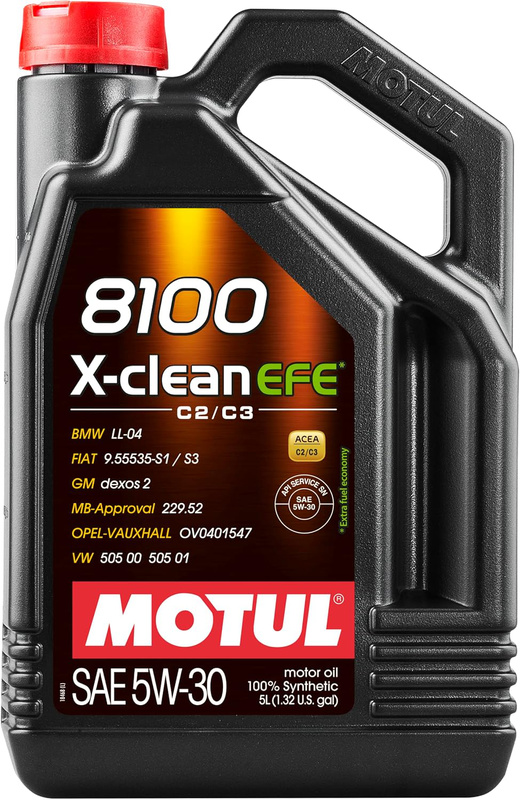 Motul 8100 X-clean EFE 5W-30 (5 L) – syntetyczny olej Low SAPS z aprobatami VW 504/507, MB 229.52, BMW LL-04