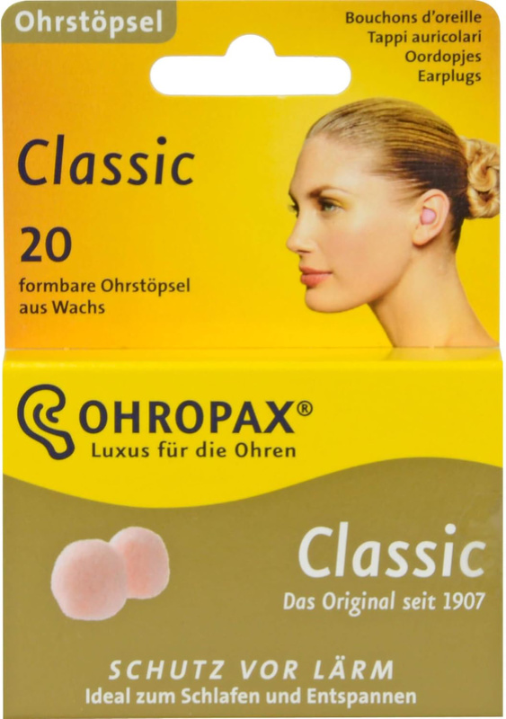 OHROPAX Classic – woskowo-bawełniane zatyczki do uszu do spania (formowalne, wielorazowe)