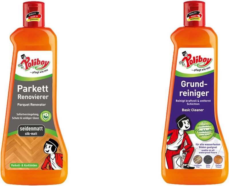 Poliboy – zestaw do pielęgnacji parkietu matowego, odnawiacz + środek czyszczący (2 × 500 ml)