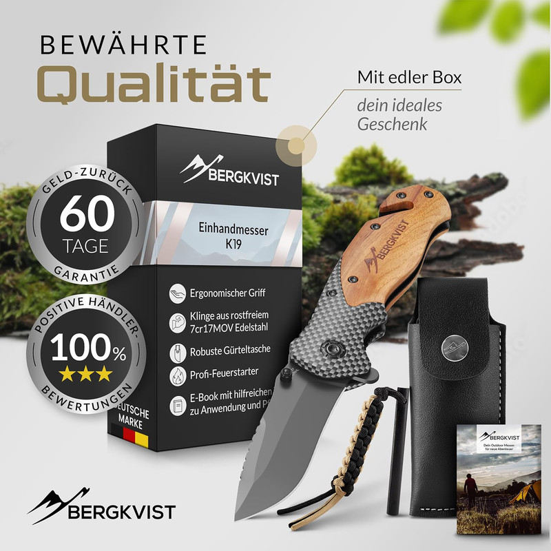 BERGKVIST® K19 – Składany nóż survivalowy 3 w 1