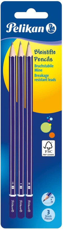 Pelikan Ołówki Drewniane – zestaw 3 sztuk (HB, B, 2B) z trójkątnym trzonkiem